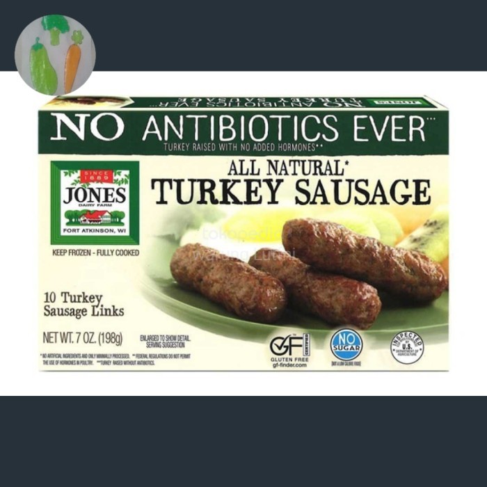 

JONES ALL NATURAL TURKEY SAUSAGE LINKS 7 OZ/198gram