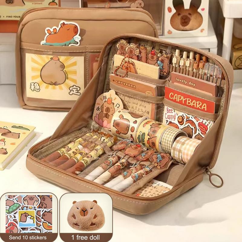 

Capybara Pencil Case Open Wide Compartment Pencil Case Large Stationery Organizer Open Wide Compartment Pen Bo'x For School