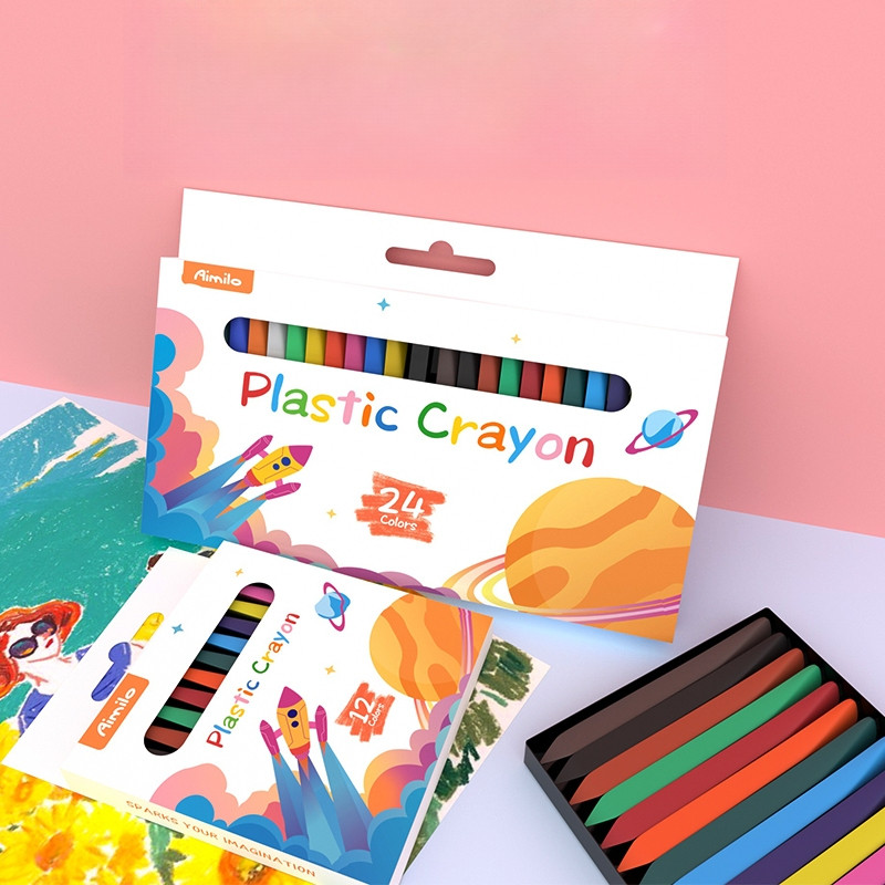 

Crayon Set / Krayon Plastik 12/24 Warna / Crayon Anti Air Dan Anti Patah BB58