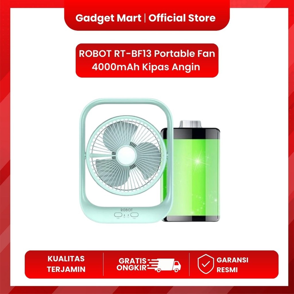 ROBOT RT-BF13 Portable Fan 4000mAh Kipas Angin  GREEN