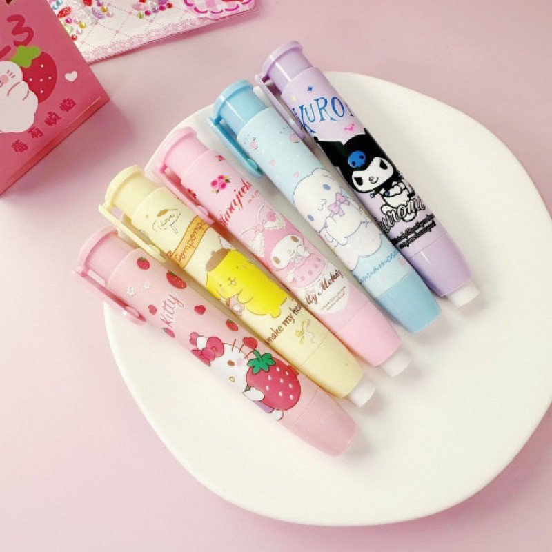 

(GTT) Penghapus Pensil Mekanik Bentuk Lipstick Karakter Sanrio Lucu Mechanical Eraser Best Stationary
