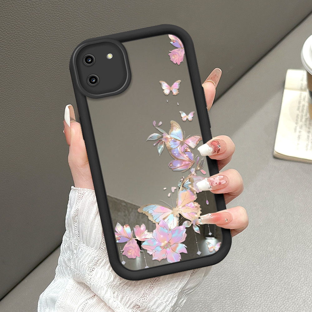 Casing Hp Untuk Realme C11 Silikon Handphone Mode Softcase JZ Mirror Pink Kupu 8518 Phone Case Soft 