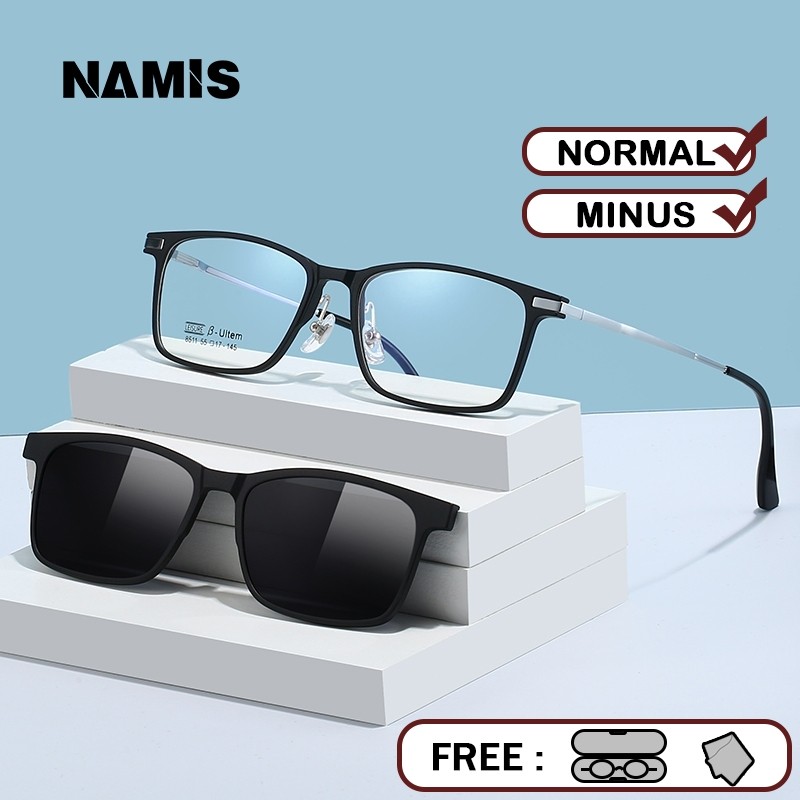 Namis Kacamata Clip On Hitam Minus Pria Wanita Photocromic Bluecromic Anti Blueray Kaca Mata Optik