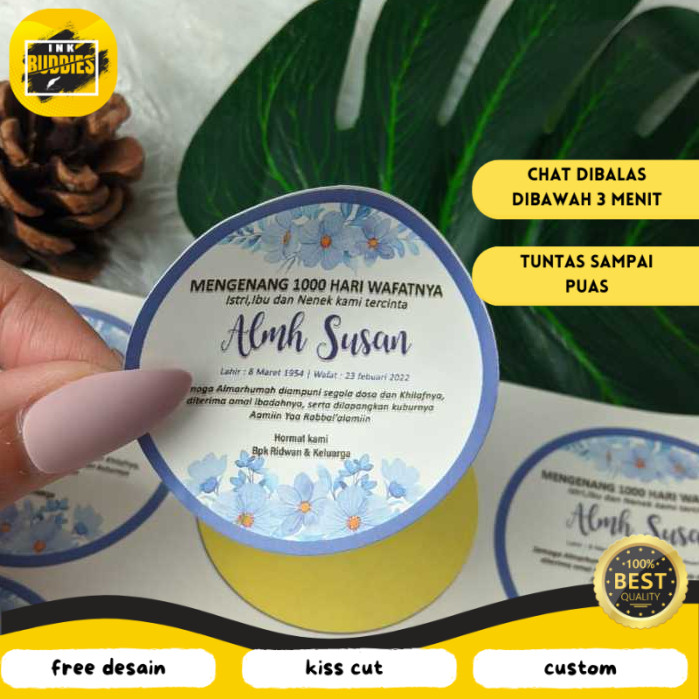

INB 9-15 Sticker Label Tahlil Stiker Ucapan Mengenang Wafatnya 40 100 1000 Harinya Uk.Besar