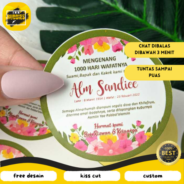 

INB Print Cetak Sticker Mengenang Bulat Stiker Tahlil Wafat Chromo 7 40 100 1000 Hari Bandung