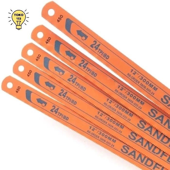 Mata Gergaji Besi Pisau Hack Saw Blade Sandflex Bahco 24 TPI 300mm 12" Kualitas Bagus Tebal Tajam