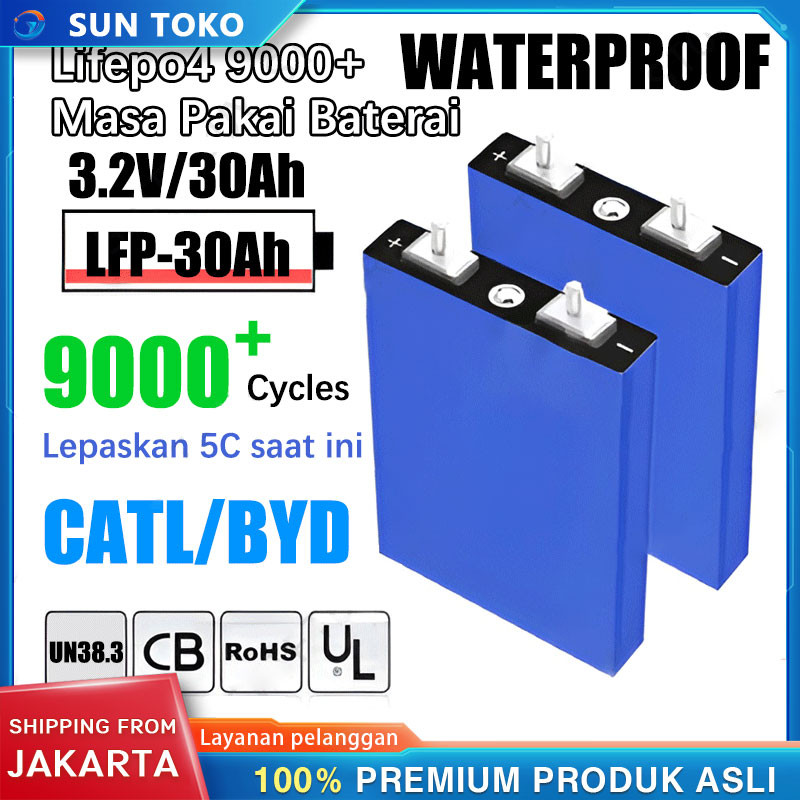[9000+Cycle] UPS WATERPROOF BMS lifepo4 Baterai12V [30Ah/120ah CATL/BYD Baru Lifepo4 Baterai] 3.2V 3