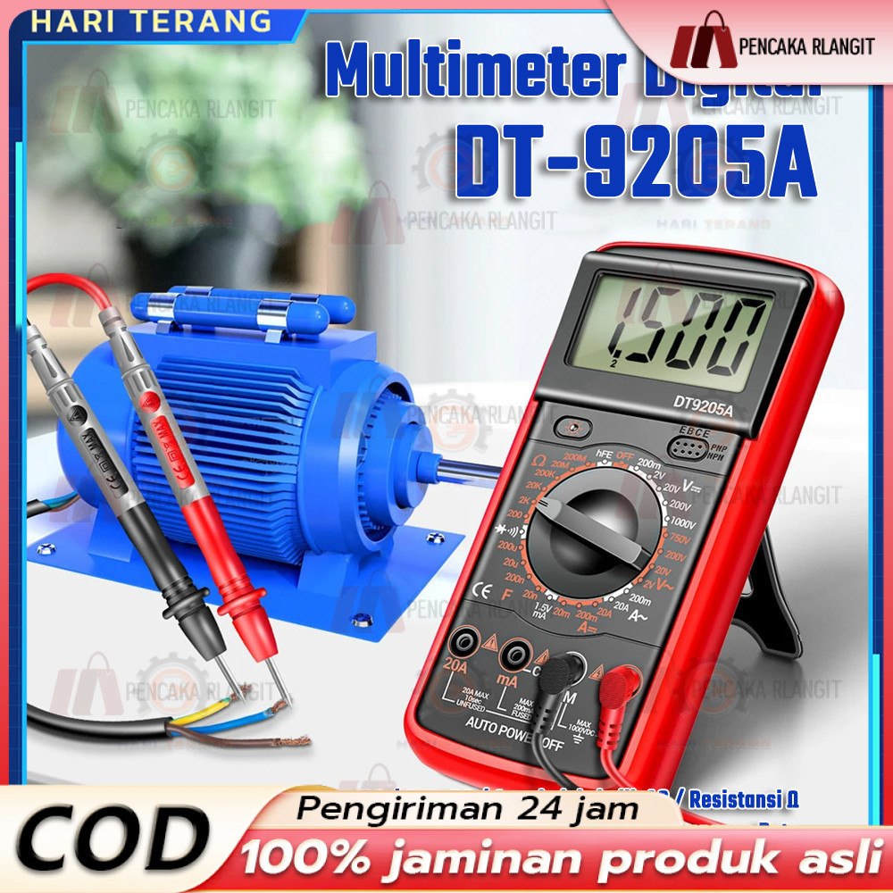 DT-9205A Multimeter Digital / Avometer Multitester Alat Pengukur hFE Transistor Buzzer Original / LC