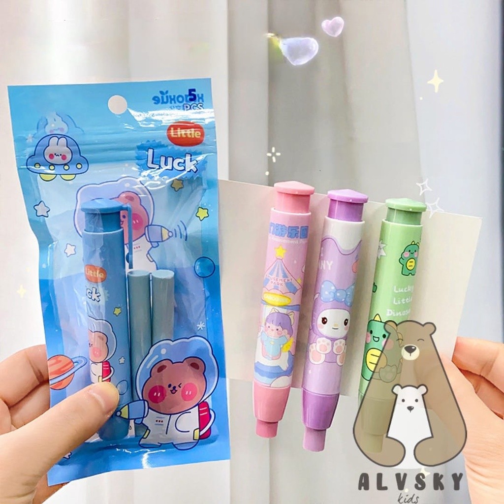 

New Eraser Cute Korean Style Free Refill 2 Pcs / Penghapus Pensil Bentuk Pen Shape Eraser