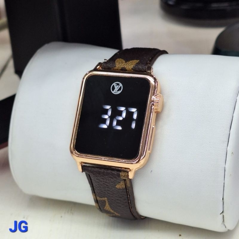 ( PROMO) JAM TANGAN WANITA LV TOUCH SCREEN TALI KULIT DIGITAL DM 37MM QUARTZ