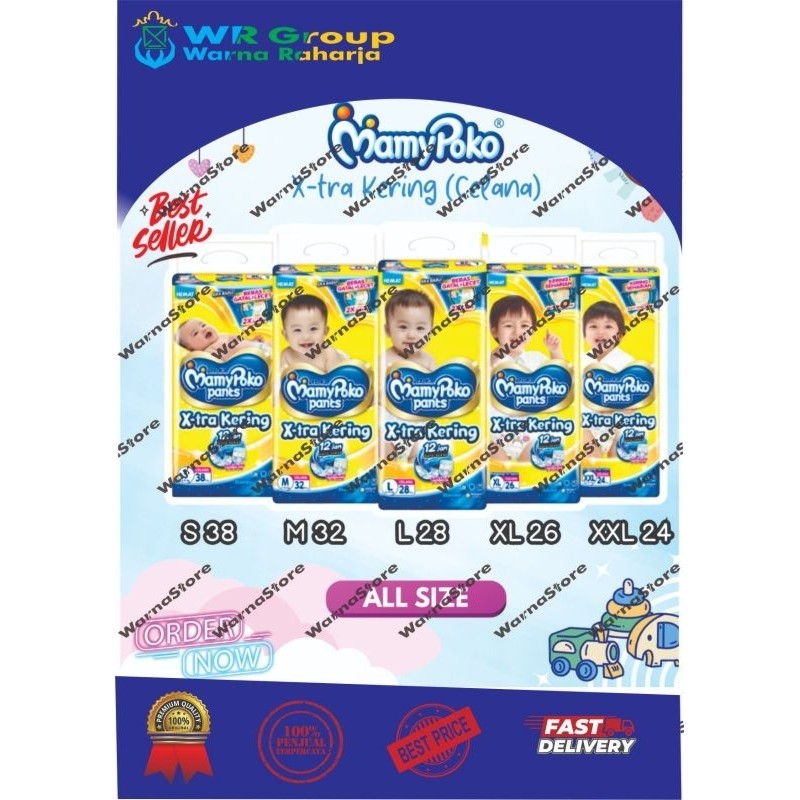 Mamy Poko Pants / Mamy Poko Celana / Mamy Poko S38 / Mamy Poko M32 / Mamy Poko L28 / Mamy Poko XL 26