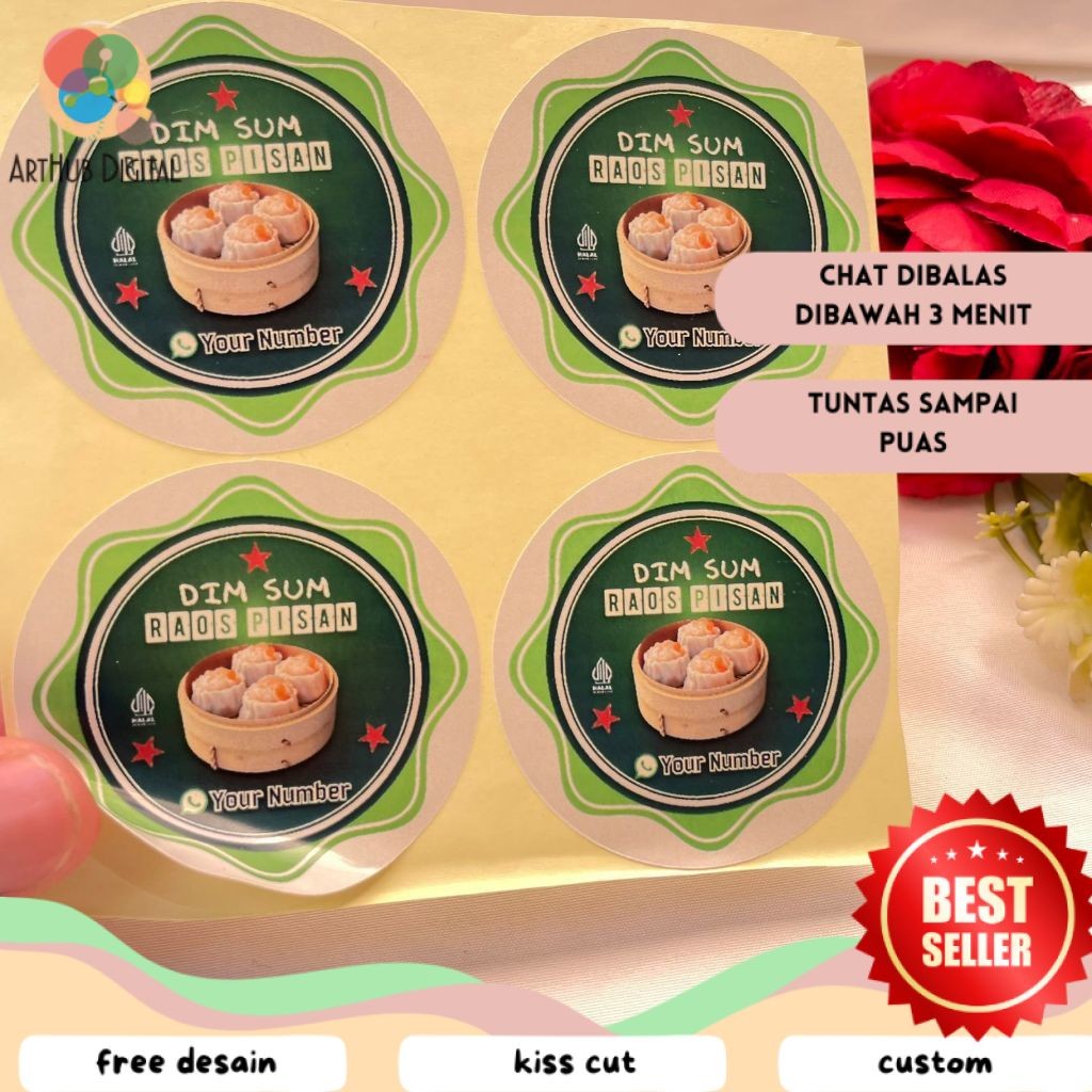

AHD Sticker Print Label Makanan Dimsum Stiker Edisi Dim Sum Bentuk Bulat Chromo Uk.Kecil 2-4