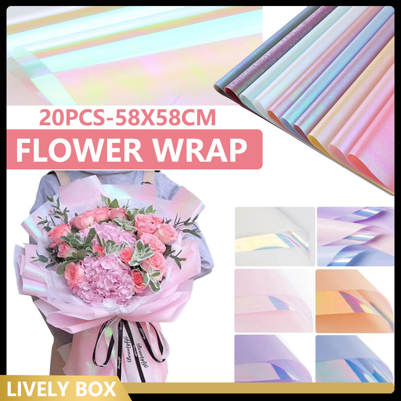 

[ 20 Lembar ] BICOLOR HOLOGRAPHIC CELLOPHANE LEMBARAN /kertas Cellophane Glitter