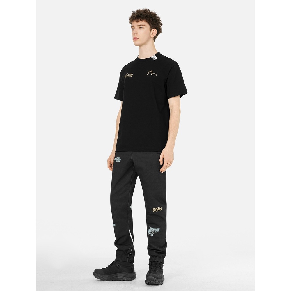 Evisu Kuro 2025 Musim Panas Produk Baru T-Shirt Leher Bundar Pria