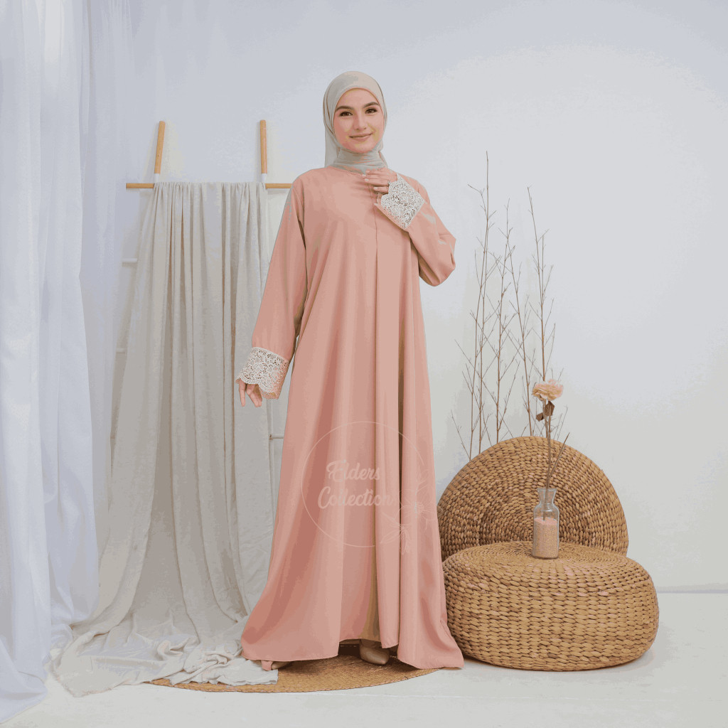GAMIS AMEENA Wolfis Premium Dress Syar'i Polos Terbaru Lebaran 2025 Viral Baju Muslim Remaja Mewah