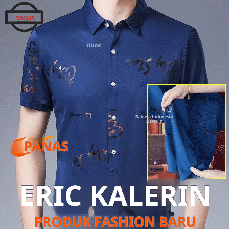 【Pengiriman 24 Jam + COD】Kemeja lengan pendek bermotif/Kemeja tipis pria/Kemeja gaya Korea/Kemeja ka