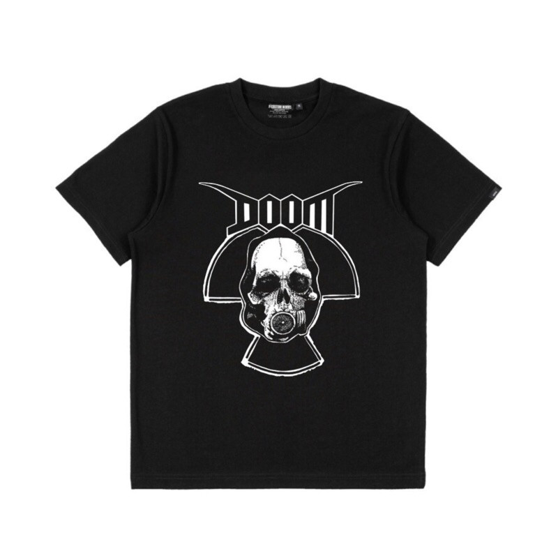 Kaos Band DOOM Main Logo Kaos Punk Black Heavy weight Cotton 24s