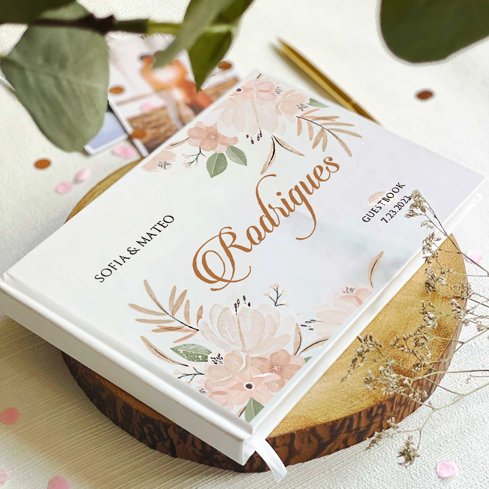 Custom Wedding White Guest Book Watercolor Greenery Wedding Sign In Book Photo Album Keepsake Annive