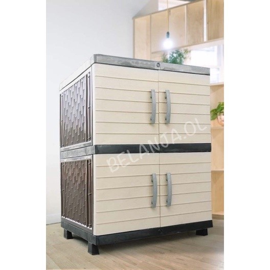 SHAFFSHOP Lemari Plastik Susun 2 Jumbo Galaxy Coklat Tebal