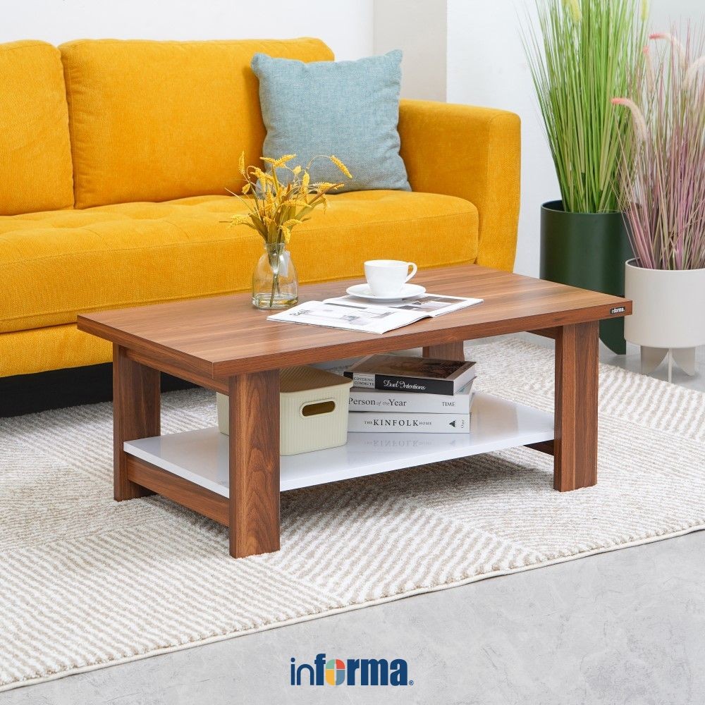 Informa Dianatoo Meja Tamu Rectangle - Cokelat Walnut/Putih Coffee Table Tamu Serbaguna Furniture Ru