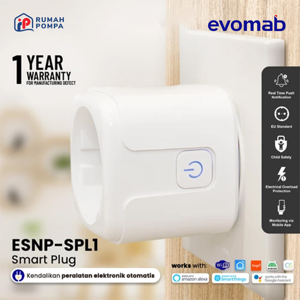evomab Smart Plug Colokan Pintar dengan Wifi- IoT Smart Home