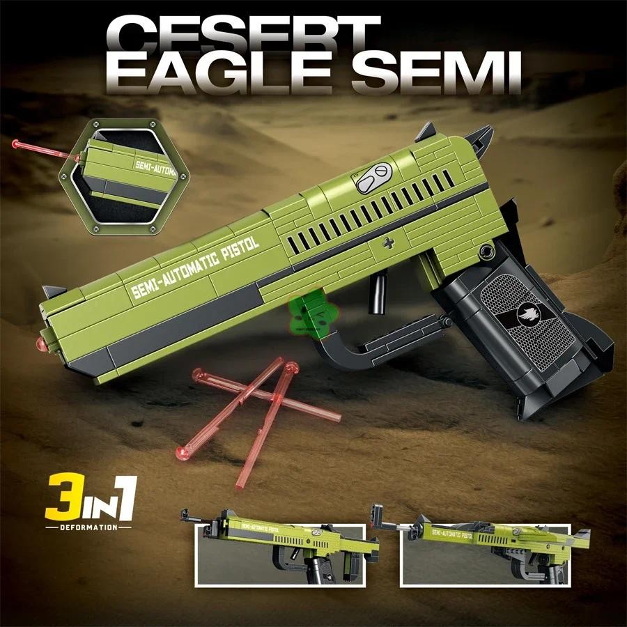 Te  nical Building Blocks Toys Gun Scorpion Uziel Subma  ine Magnum Eagle USP Pistol WW2 Military SW