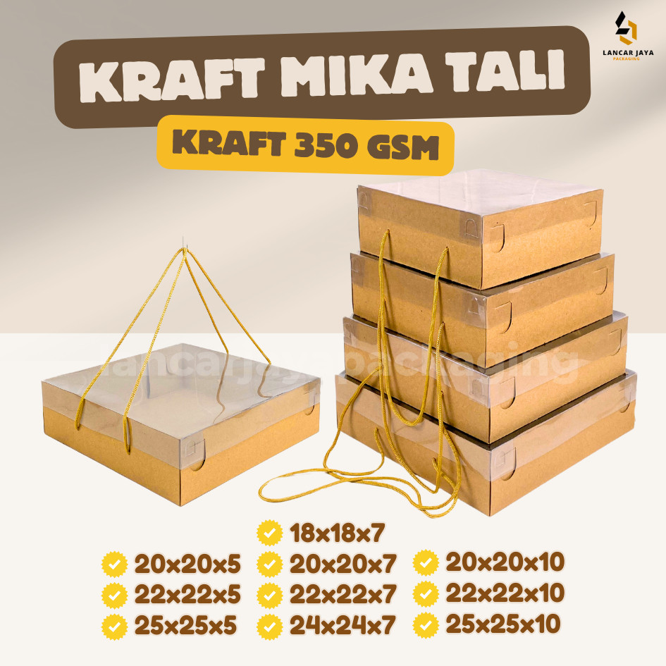 

HOT SALE Box Mika Tali Kraft Kotak Jinjing Kemasan Kue Cake Roti Rice Box Hampers
