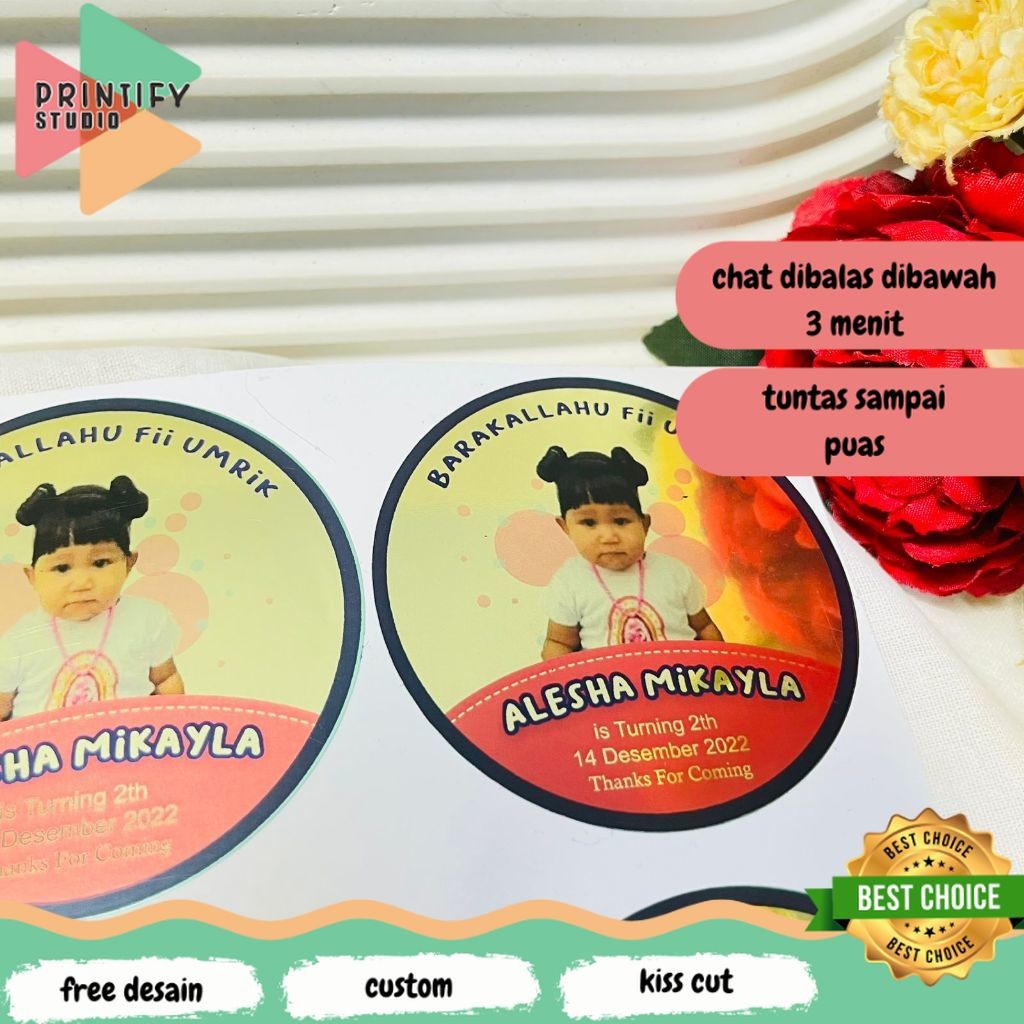 

Printify 5-8 Stiker Gold/Silver Ulang Tahun Anak Sticker Label Undangan Happy Birthday Uk.Sedang