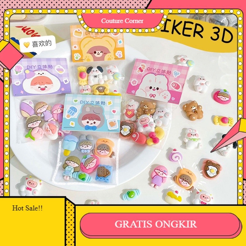 

【CORNER1】PROMO!! Stiker 3D Sticker 7 PCS Motif Kartun Stiker Botol Air Minum Tempel Tumbler Aesthetic Aksesoris
