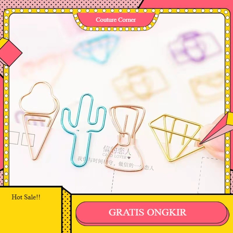 

【CORNER1】PROMO!! 10 pcs Kelip Kertas Lucu Paper Clip Tahan Karat Bookmark Lucu