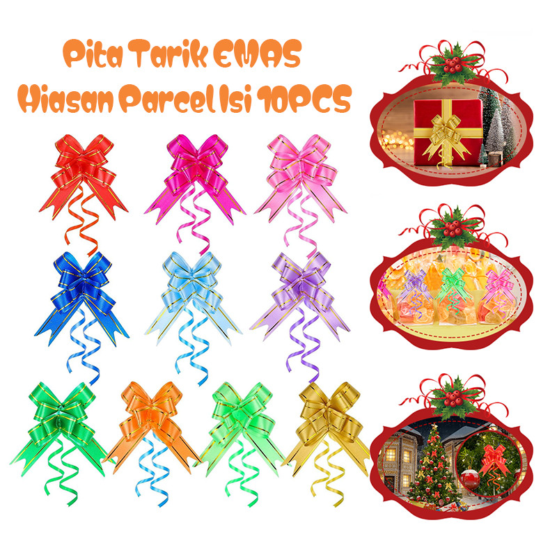 

CM (1pack) Pita Tarik Motif / Pita Serut Motif Garis Lis Emas isi 10pcs Dekorasi