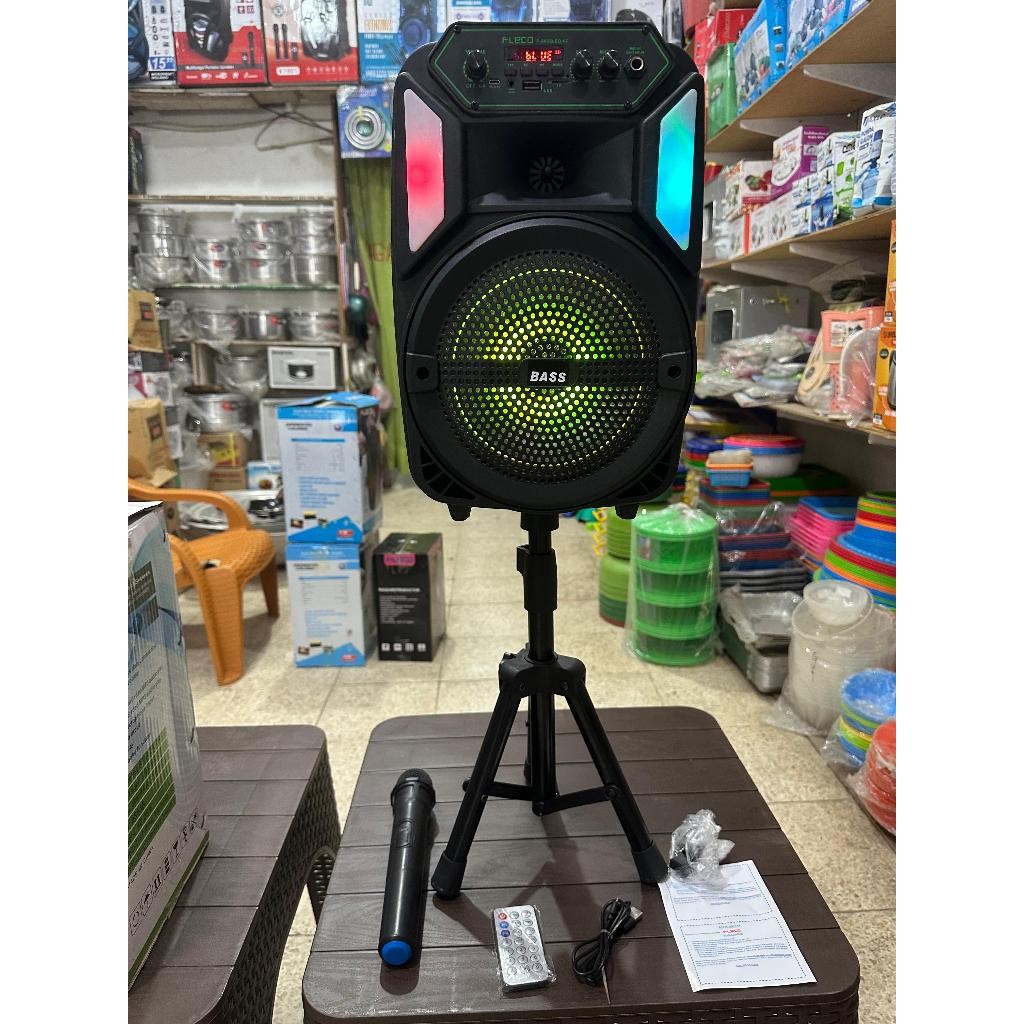 COD SPEAKER BLUETOOTH FLECO 8.5 INCH X-BASS BONUS STAND PLUS MIC KARAOKE //SPEAKER FLECO