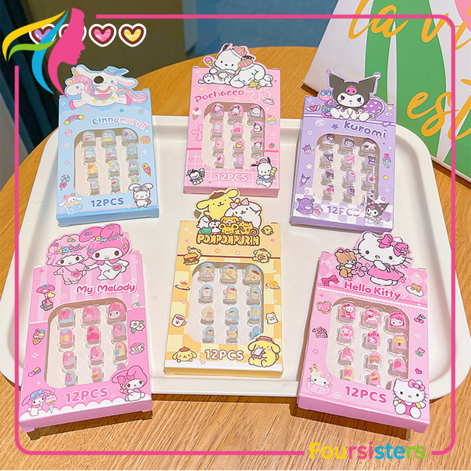 [FS] Paket Mix 12Box Kuku Palsu Anak Karakter Lucu Sanrio