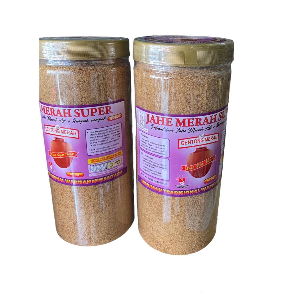 

Jahe Merah plus habbatussauda madu dan ginseng 1000 gr Tjap Gentong Merah