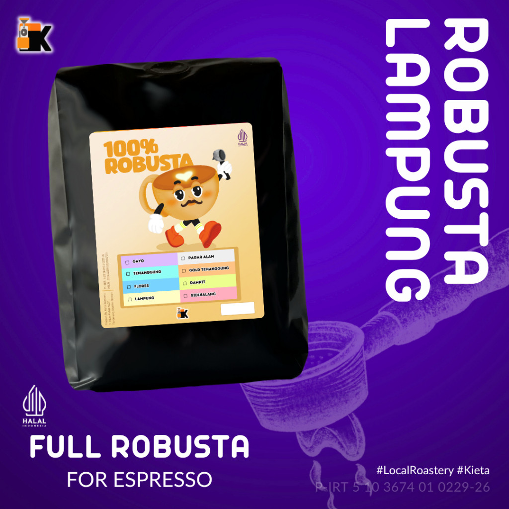 

JAMIN MURAH !!!Kieta Roastery - Biji Kopi Espresso Robusta Lampung 1kg / Bubuk Roasted Coffee Bean(BISA LANGSUNG ORDER)