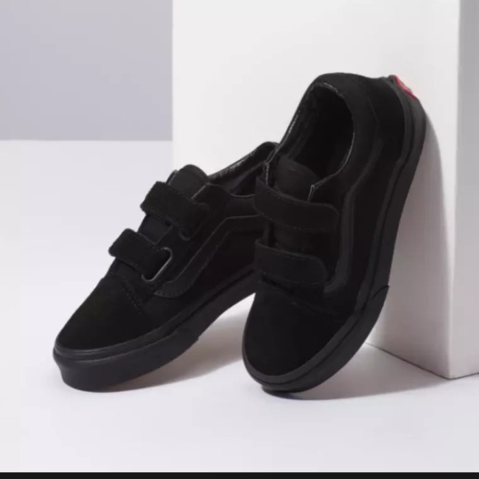✨LARIS✨ -Sepatu Vans old Skool full black/ Sepatu Anak Sekolah Perekat TK SD - 34