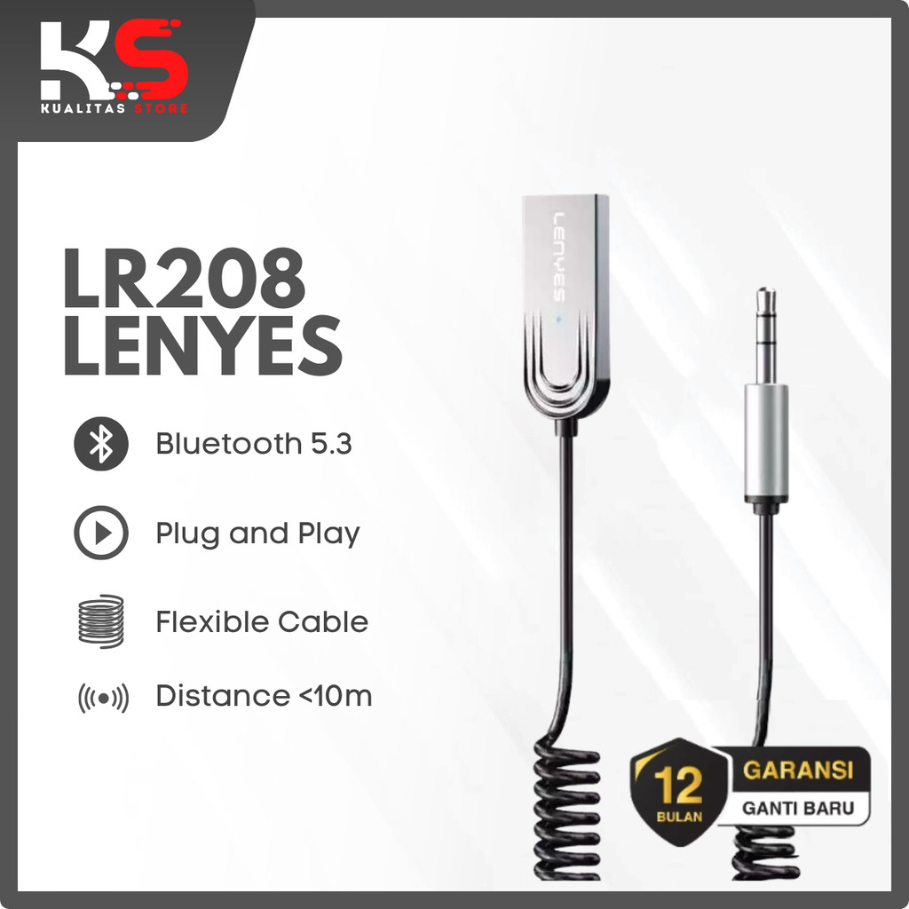 Lenyes Bluetooth Receiver Colokan Aux 3.5mm dan Usb Untuk Speaker Mobil Pc / Laptop LR208