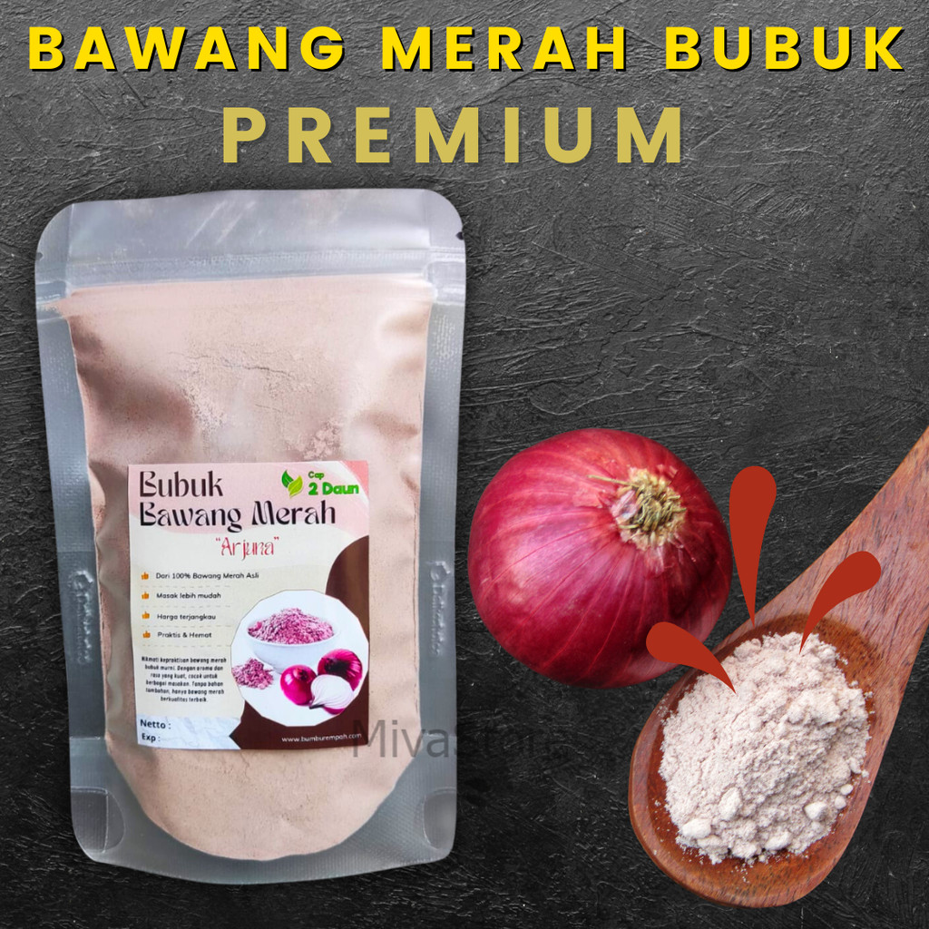 Bubuk Bawang Merah Cap Dua Daun, Kemasan 50g 100g - bawang merah bubuk bumbu rempah nusantara