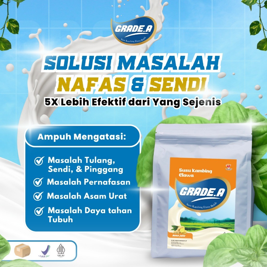 

SUSU KAMBING ETAWA BUBUK GRADE A RASA JAHE KEMASAN 1KG 500GR 200GR BPOM