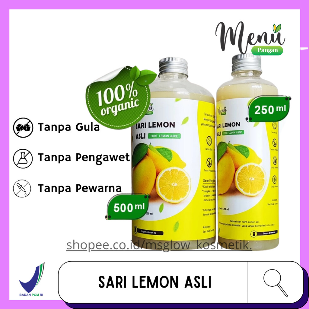 

Sari Lemon Asli - Pure Lemon Juice Organik Tanpa Gula - Air Lemon Menu Pangan