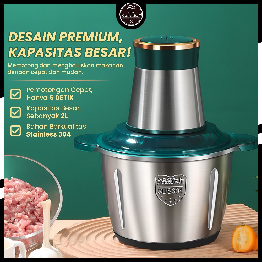 KK Blender Chopper Hijau Premium Penggiling Bumbu Buah Sayur