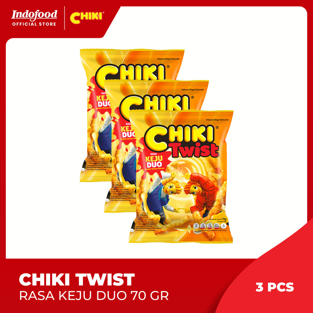 

3 pcs - Chiki Twist Keju Duo (Double Cheese) 70gr