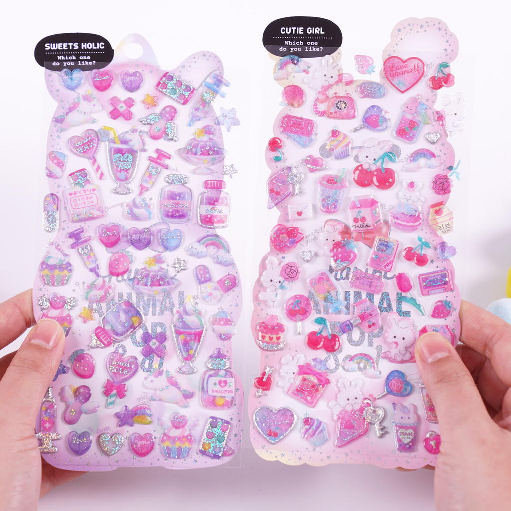 

Kawaii Japanese Glittering Sugar Candy 3D PVC Stickers Scrapbooking Diy Cute Diary Stationery Sticker Sheet