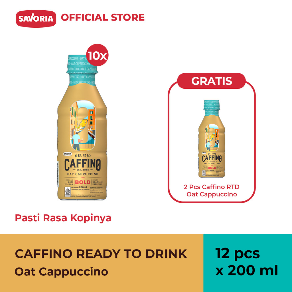 

Caffino Ready To Drink Oat Cappucino 10 Pcs x 200ml + Gratis 2 Pcs