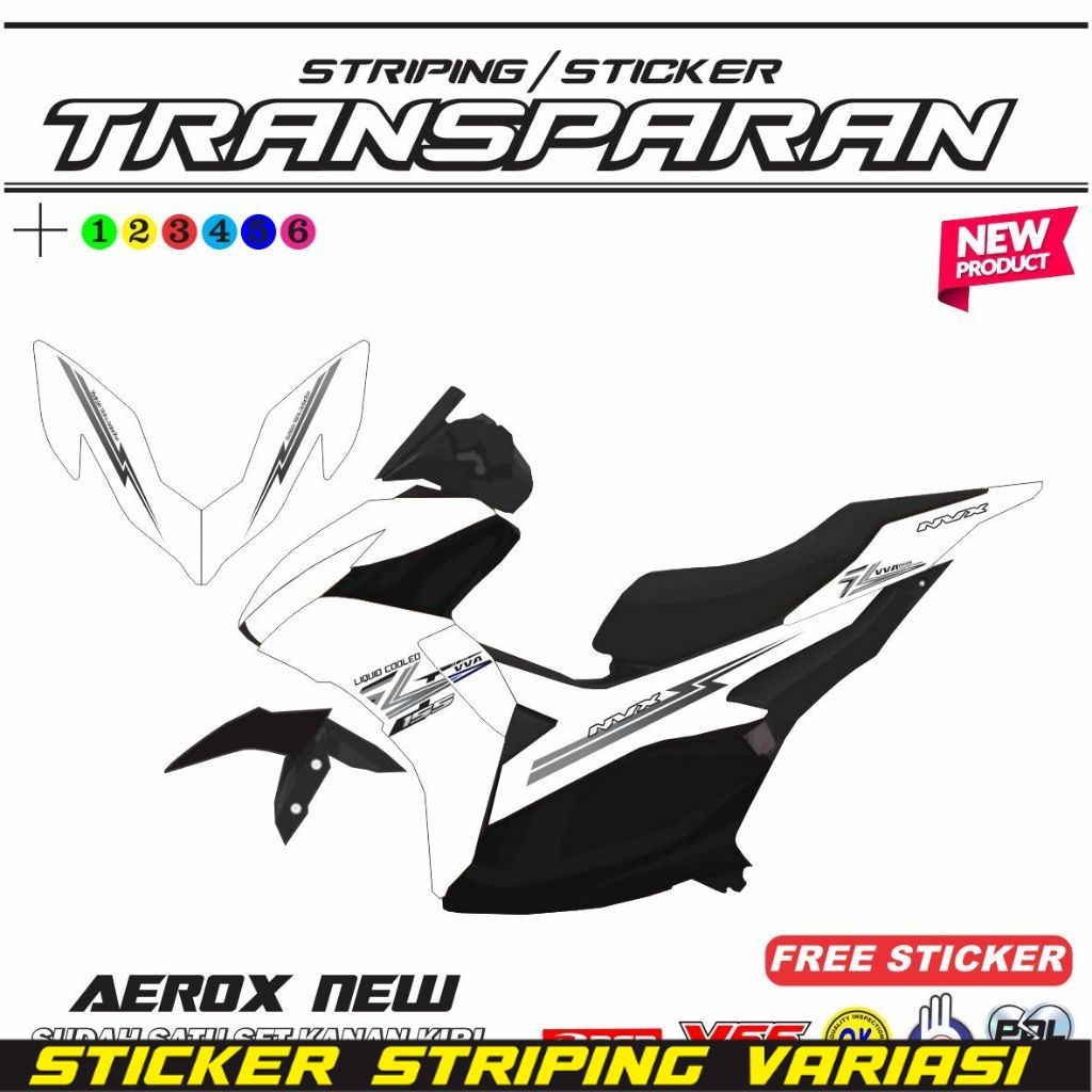 Striping Transparan Aerox New Design Terbaru Simple Sticker Bening LIST