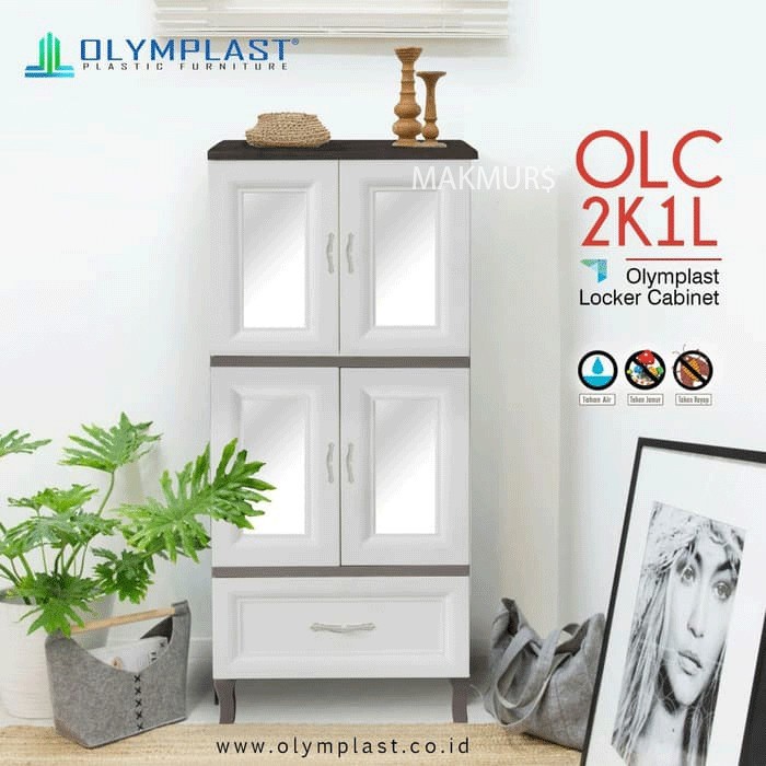 OLYMPLAST OLC 2K1L / LEMARI PAKAIAN ANAK+KACA / LEMARI PENYIMPANAN / LEMARI PLASTIK OLYMPLAST+KACA -