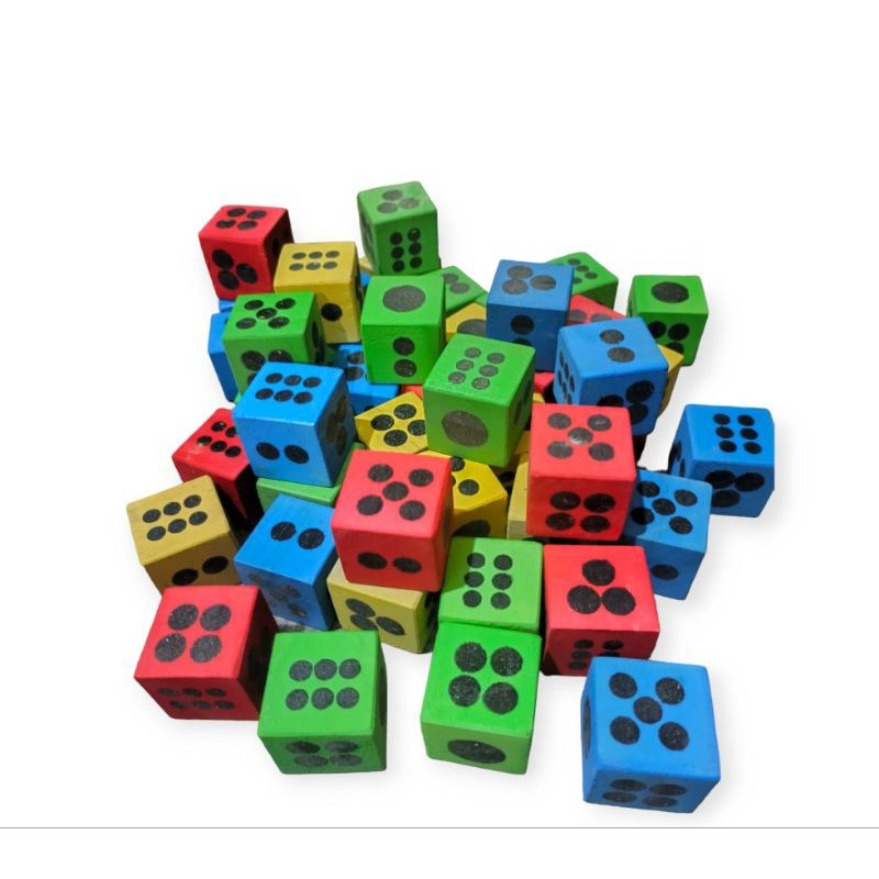 Media kreatifitas anak / Mainan Edukasi Anak / Balok Dadu / Balok Kayu Warna Warni ukuran 3x3x3 cm /