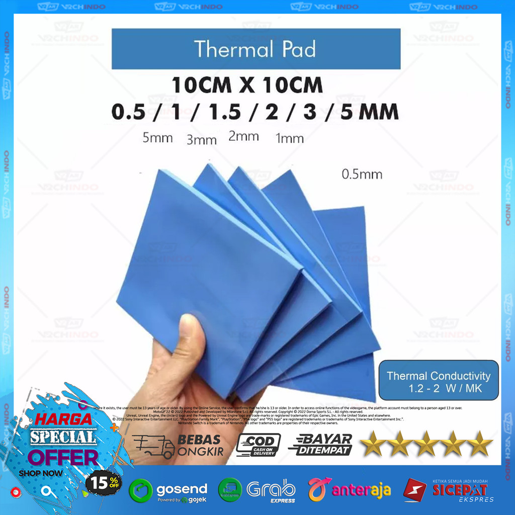NEW Thermal Pad Pasta Silicone ThermalPad 10cm x 10cm Laptop / CPU Prosesor PC / VGA / SSD / RAM /