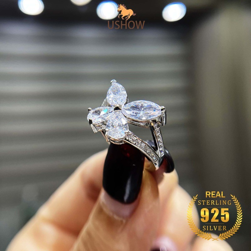 USHOW Cincin Kupu-Kupu Cincin Zircon 5A
