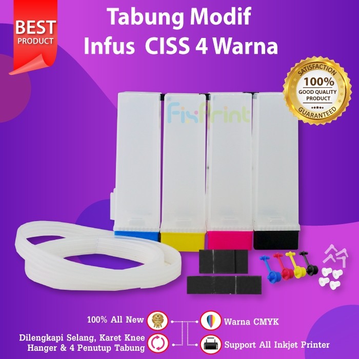 FixPrint Tabung Infus 4 Warna100ml Modif Infus Printer Cartridge